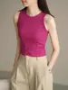 Nuevo Estilo de Primavera y Verano Top sin Mangas de Personalidad Chica Popular para Mujer, Adecuado para Usar como Capa Base o Ropa Exterior, Top Corto Deportivo tipo Camisola que se Puede Usar por Fuera