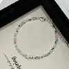 Pulsera de Flor de Plata Rota con Cuentas para Mujer, Diseño de Nicho de Instagram, Sensación de Alta Gama, Pulsera Simple Azul Irregular Versátil