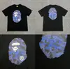 Camiseta de Manga Corta de Moda de Tres Marcas, Colaboración Bape, Diseño Unisex de Cabeza de Mono, Camiseta de Manga Corta Suelta de Gama Alta