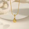 Lele Jewelry Cadena para Clavícula de Acero Inoxidable con Colgante de Gota de Agua Simple, Tendencia Ins de Nicho, Chapado en Oro, Estilo Europeo y Americano