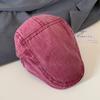 Gorra Adelante Lavada Desgastada de Color Sólido para Mujer Primavera y Verano Estilo Japonés Retro Que Muestra la Cara Pequeña Boina Cabeza Grande Sombrero Anti-Desgaste