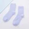 Color caramelo 21 colores color sólido Calcetines de tubo planos cálidos para mujer forro polar de coral calcetines para el suelo del hogar calcetines de medio terciopelo venta al por mayor
