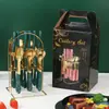 Juego de Vajilla de Acero Inoxidable Transfronterizo de 24 Piezas Estilo Nórdico Restaurante Hotel Vajilla Occidental Estante para Cuchillos de Steak Caja de Regalo Mayoreo