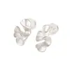 Pendientes de Malla Plisada con Volantes Rojos Diseño de Nicho Clips para Orejas de Flor Crema Flor de Flor de Silicona Sin Dolor Mate Pendientes de Primavera/Verano