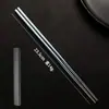 Palillos Cuadrados Medios de Cristal de Hielo de Titanio Puro de 23.5 cm, Palillos Portátiles para Estudiantes, Estuche Portátil de Viaje, Un Palillo por Persona, Antimoho, Antideslizantes