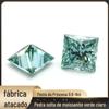 Moissanita Princesa Azul Pedra Solta Irregular Azul-Esverdeado Claro Cabochão Quadrado Carbono Siliconita Gema de Wuzhou Atacado