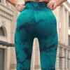 Nuevos Pantalones de Yoga Tie-Dye Laterales Huecos Transfronterizos Ajustados de Cadera Melocotón Cintura Alta Sin Costuras Fitness Deportes para Mujer