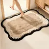 Tapete de Chão para Banheiro Desenho Gatinho Absorvente de Água Antiderrapante Tapete Doméstico Porta de Banheiro Resistente à Sujeira Tapete para Pés Tapete de Chão Imitação de Caxemira