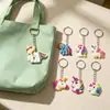 Colgante de Unicornio Lindo Dibujo Animado Caballo Pequeño Llavero de Bolsa Adorno Colgante PVC Goma Blanda Decoración de Llavero Colgante Pequeño