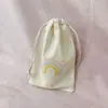 Bolsa de lona de algodón arcoíris estilo Ins bolsa de tela de algodón puro con cordón para joyas, gomas para el pelo, artículos pequeños, bolsa de tela con cordón para regalo