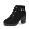Amazon Otoño e Invierno Nuevas Botas de Mujer de Tacón Alto de Comercio Exterior Talla Grande Botas Cortas con Tira Cruzada Botas Martin de Tacón Grueso Botas de Piel en Stock