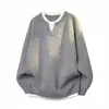 Fábrica de Origen de Comercio Exterior Suéter de Punto Falso de Dos Piezas Moda Masculina Tendencia Capa Base Suéter Cálido Elegante para Adolescentes