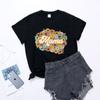 Estación independiente 2023 Nueva ropa casual holgada para mujer Estampado de flores para mamá Hombres y mujeres iguales Cuello redondo Cuello redondo cuello