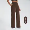 Pantalones rectos Athena lulu split para mujer, lavado a la arena, tejido de aire, sueltos, con caída, para deportes, fitness, yoga, micro campana