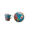 Nuevo juego de taza y platillo de café de estilo europeo de lujo ligero con temática de flores y pájaros para el té de la tarde, exquisito y elegante con asa, estilo ins