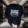 Camiseta masculina da moda, marca popular na Internet, 2025, nova, masculina, solta, plus size, esportiva, gola redonda, estampada, base esportiva, top T
