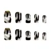 Uñas Postizas Vintage de Gama Alta con Degradado Estilo Europeo, Patrón de Tinta de Exportación, Uñas para el Día a Día que Realzan el Cutis, Lote Mixto de 24 Uñas Postizas