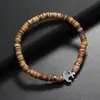 Venta Caliente de Amazon Pulsera de Madera con Cuentas de Café de Coco Moda Europea y Americana Étnica Nicho Pulsera para Hombre Venta al por Mayor