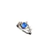 Anillo Estilo Corona de Calcedonia Azul Imitación para Mujer, Ajustable, Anillo de Circonita de Lujo Ligero, Versátil, Moderno, Tendencia, Joyería Exquisita
