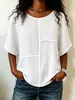 2026 Estação Independente Europeia e Americana da Amazon Estilo Novo de Verão Blusa Manga Curta Tecido Amassado Patchwork Camiseta Casual Roupas Femininas