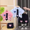 Traje de Camisa de Manga Corta para Niños 2025 Verano Nuevo Estilo Estilo Bebé y Niño Pequeño Traje de Dos Piezas 1-5 Años Traje para Niños