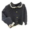 Ropa Infantil Coreana Ropa de Otoño para Niñas Coreanas 2025 Nueva Moda para Niñas Pequeñas Cardigan de Punto Dulce con Cuello de Muñeca