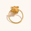 Anillo Abierto de Estrella de Mar Transfronterizo Europeo y Americano de Acero Inoxidable Chapado en Oro de 18 Quilates Elegante Serie Oceánica Joyería Personalizada para Mujeres