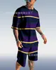 Aliexpress Europeo y Americano Tendencia Masculina Casual Estilo Playa Camiseta con Estampado 3D Texturizado Traje de Shorts Venta al por Mayor Personalización