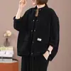 Algodón Puro Cuello Crock Chaqueta Casual para Mujer Nueva Ropa de Abrigo para Primavera y Otoño Suelta Talla Grande Cárdigan Corto Abrigo Top