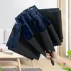 Paraguas Grande para Protección Solar y de Lluvia, Adecuado para Hombres y Mujeres, Estudiantes, Plegable, Reforzado, Resistente al Viento, Paraguas para Dos Personas, Duradero, con Recubrimiento Negro