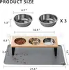Soporte Transfronterizo de Madera para Comedero de Gato, Soporte de Color Madera Natural, Soporte de Madera para Doble Comedero, Comedero Inclinado para Proteger el Cuello, Soporte Antiderrames