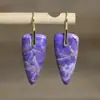 Aretes Naturales de Piedra Imperial Forma de Flecha para Mujer Exquisitos Elegantes Aretes para Mujer