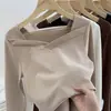 Camiseta Básica de Manga Longa com Decote V da Nova Moda Outono 2027 para Mulheres, Camiseta Elegante de Manga Longa, Blusa Térmica Slim Fit para Estudantes