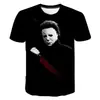 2024 Película de Terror Halloween Manga Corta Cuello Redondo Sudadera Camiseta de Manga Corta para Hombre 3D