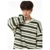 Suéter Retro Americano de Rayas y Bloques de Color con Cuello Redondo para Hombres y Mujeres Otoño Marca de Moda Cardigan Perezoso Holgado Ajuste Relajado Ropa de Abrigo