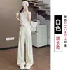 Pantalones Casuales de Lunares Yamamoto para Mujer, Pantalones Largos Holgados de Cintura Alta para Verano, Pantalones de Pierna Recta Estrecha con Caída de Seda Hielo de Pierna Ancha