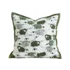 Funda de Cojín para Sofá de Sala de Estar Verde Retro Funda de Almohada Cubierta para Cojín de Tiro para Dormitorio Mesita de Noche Ventana Saliente Funda de Cojín Lumbar