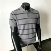 Camisa polo retro de manga curta com listras color-blocking para homens, malha com textura plissada, respirável, camisa polo de verão