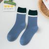 Calcetines de Doble Aguja para Mujer, Calcetines de Media Caña para Otoño e Invierno, Calcetines Largos Cálidos de Algodón Estilo Japonés con Bloques de Color, Calcetines de Mujer Zhuji Absorbentes de Sudor al por Mayor