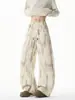 Pantalones deportivos de pana tie-dye para hombre, con pierna curva, tendencia de otoño, corte holgado, pierna ancha, pantalones deportivos casuales para hombre