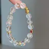 Pulseira de Cristal Asai Branco Gelatinoso Feita à Mão de Alta Qualidade para Mulheres, Linda Pulseira de Verão como Presente, Pulseira Feminina de Alto Padrão