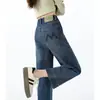 Jeans Retro Coreano Novo Primavera e Outono Calça Cropped Reta Calça Petite Emagrecedora Estilo Feminino A7528