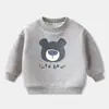 Novo Suéter Infantil com Forro de Lã Outono e Inverno Meninos e Meninas Algodão Camisa Base Quente Moda Coreana Peça Única Espessa