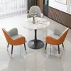 Mesa de negociación de tablero de roca y combinación de sillas, silla de cuero con garra de gato, mesa de recepción de negocios, mesa redonda pequeña, mesa de café de ocio para balcón, mesa de comedor de lujo ligero
