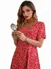 2026 Ropa de Mujer para Comercio Exterior Europea y Americana Amazon Transfronterizo Vestido de Verano Floral de Manga Corta En Stock Soporta Pedidos Pequeños al por Mayor