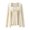 Elegante y Casual Conjunto de Cárdigan con Top Tubo para Mujer, Nuevo Estilo Verano 2025, Diseño Atmosférico con Chaleco Acolchado + Mangas Largas
