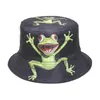 Sombreros de Sol de Primavera y Verano Europeos y Americanos de Amazon Temu Transfronterizos, Sombrero de Pescador Versátil Casual para Exteriores, Sombrero de Cubo de Dibujos Animados de Rana para Mujer