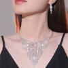 Fontes europeias e americanas de colar com franjas super brilhantes de strass, brincos, conjunto, moda, joias de noiva, gola