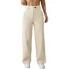 Pantalones Casuales de Mujer de Estilo Nuevo Transfronterizo Europeo y Americano, Color Sólido, Cintura Alta, Cómodos para el Trabajo y el Viaje, Pierna Ancha, Elegantes, Rectos, Largos para Mujer
