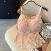 2026 Camisola Sencilla de Malla de Encaje Estilo Francés con Detalle Floral en la Espalda, Camisola de Primavera Pura y Atractiva para Chicas Calientes